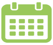 Green calendar icon with a grid of squares and two tabs on top.