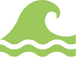 Green wave emoji with curling crest over two wavy lines.