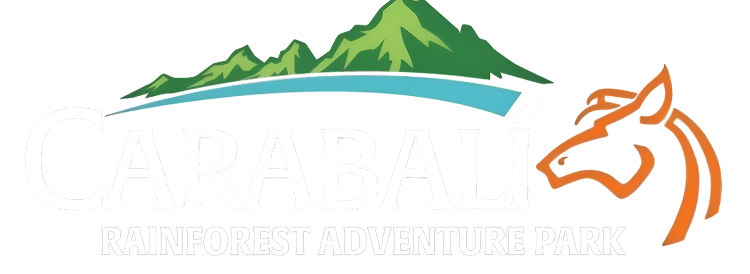 Logo with green mountains, blue wave, and orange horse outline.